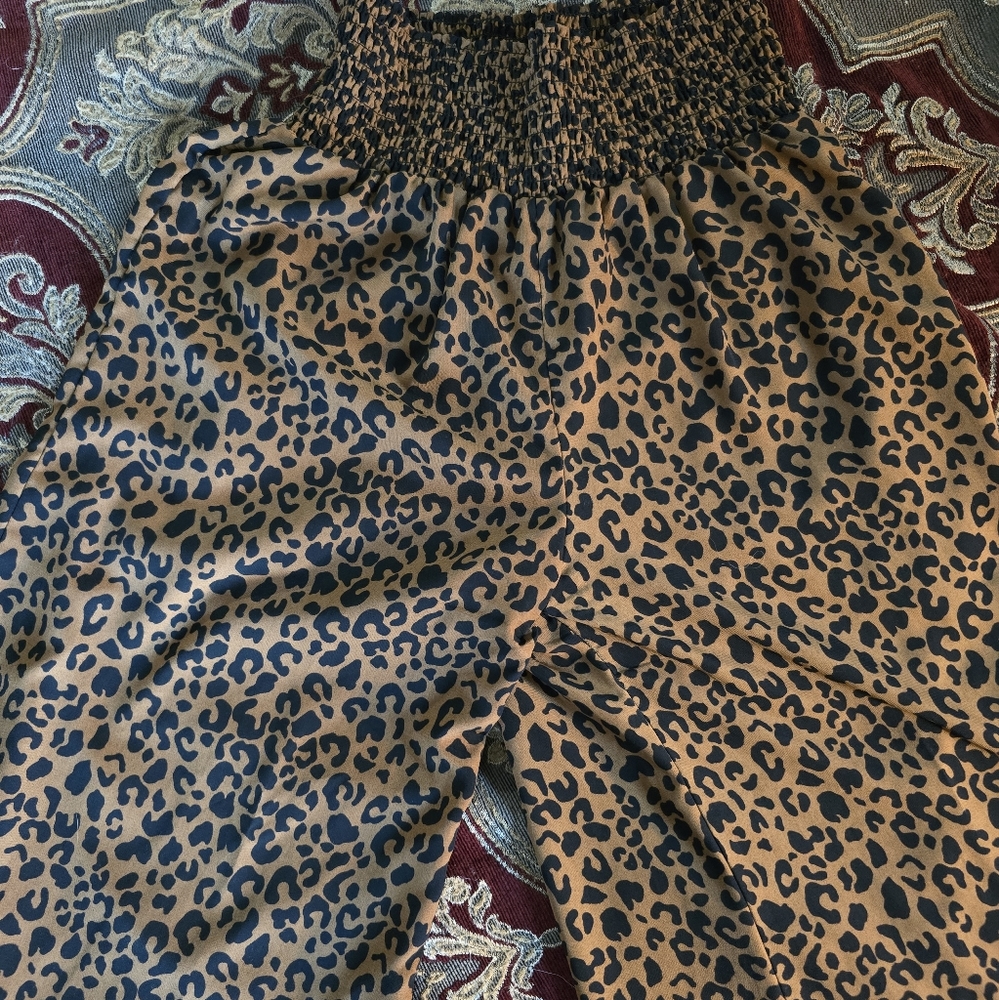 flared cheetah print pants